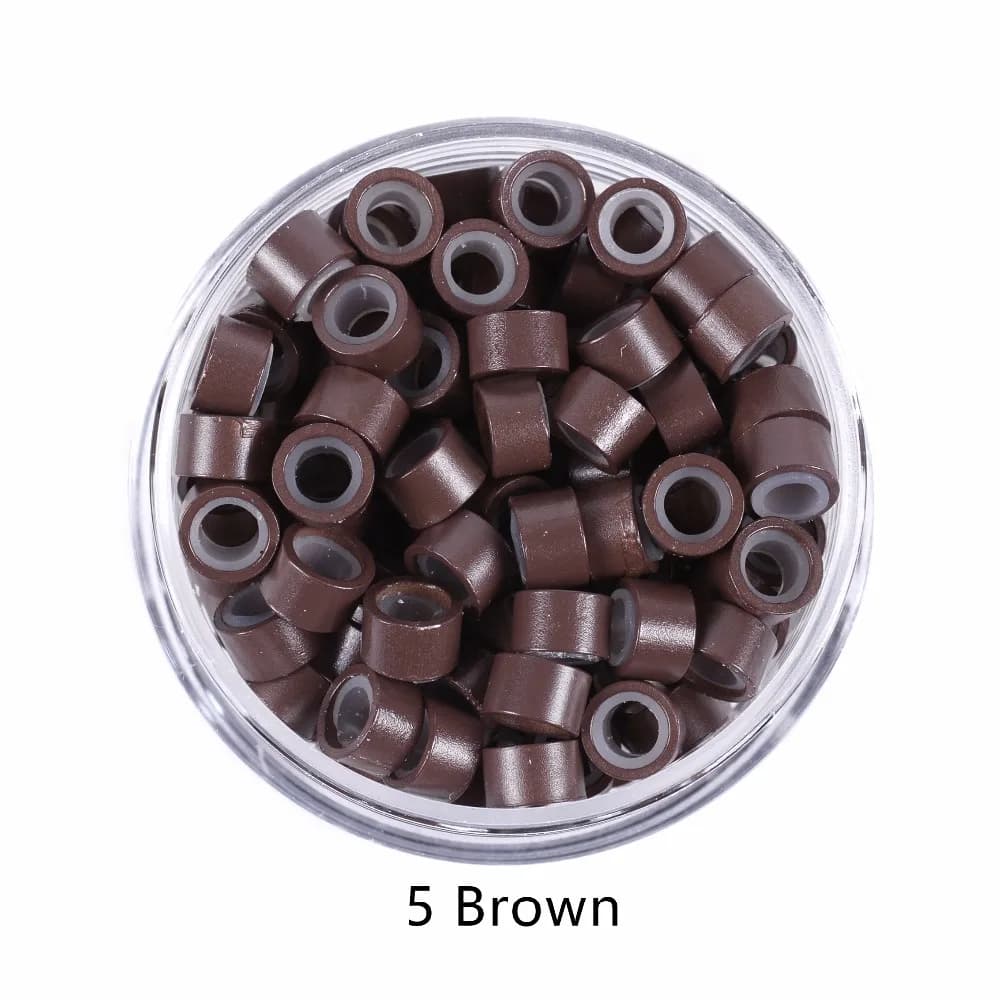 100 pièces 5.0*3.0*3.0mm Micro anneaux/liens/perles doublés de Silicone MICRO anneau lien sertissage
