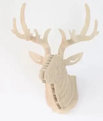 Décoration murale tête de cerf wapiti, puzzle 3D bricolage, sculpture bois de cerf, ornement d'art m