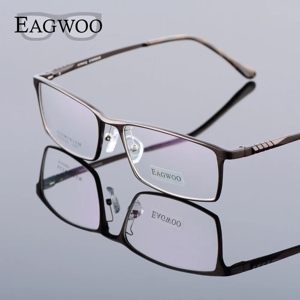 Eagwoo aluminium hommes large visage lunettes de Prescription jante complète cadre optique affaires 