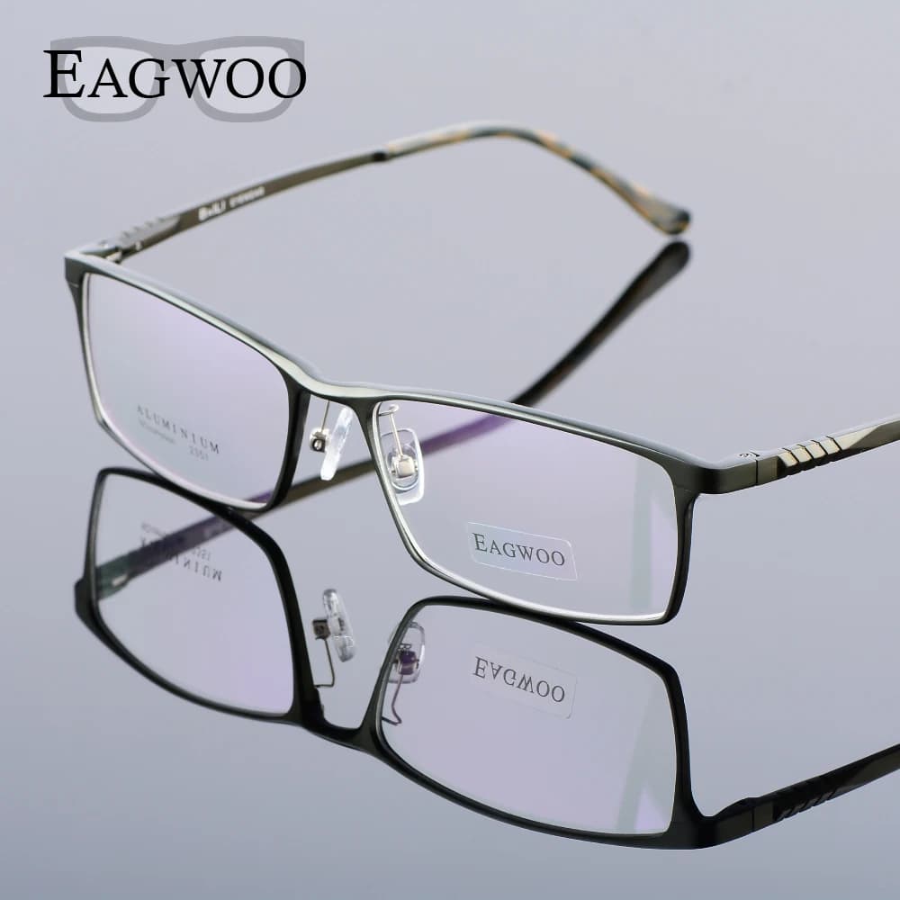 Eagwoo aluminium hommes large visage lunettes de Prescription jante complète cadre optique affaires 