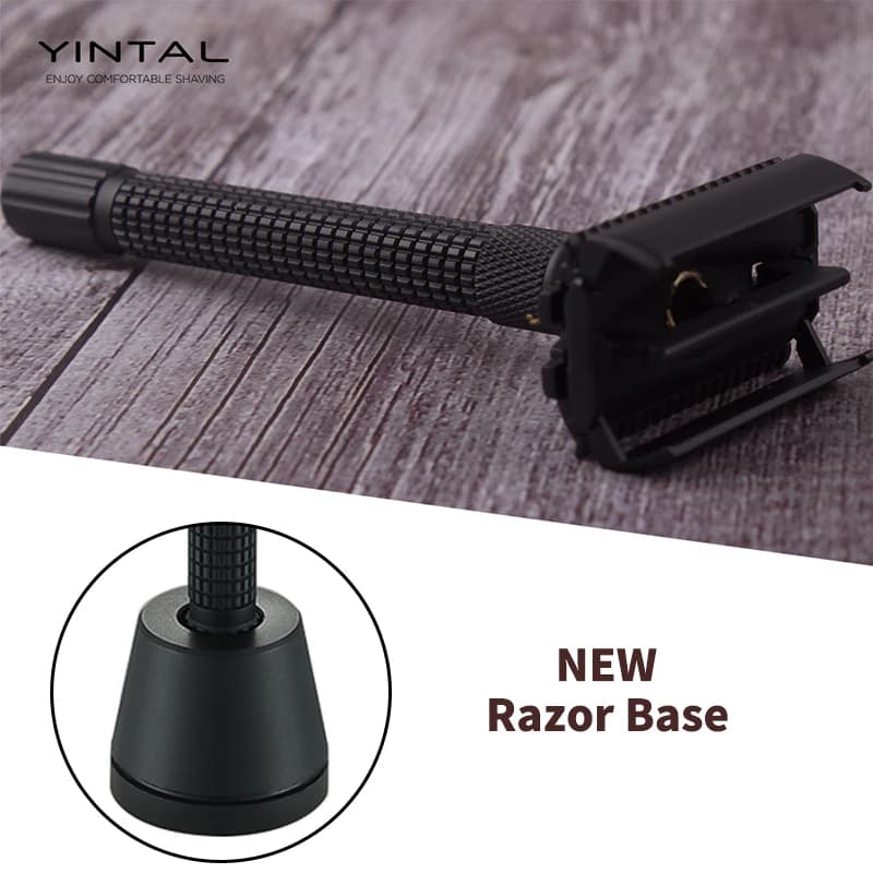 YINTAL ensemble de rasoir de sécurité réglable papillon ouvert Double bord rasoirs en laiton noir ma