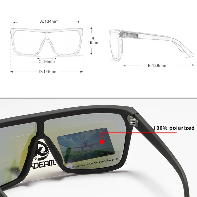 KDEAM-Lunettes de soleil de pêche polarisées pour hommes et femmes, lunettes de soleil une pièce, lo