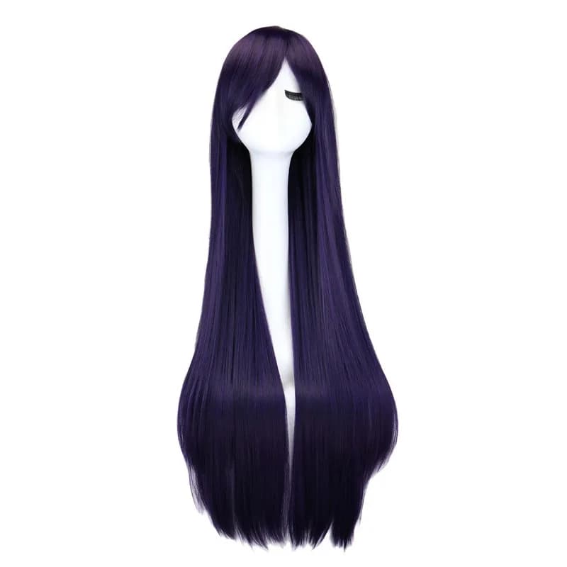 Perruque de Cosplay synthétique longue et lisse, 100 Cm, noir, violet, noir, rouge, rose, bleu, marr