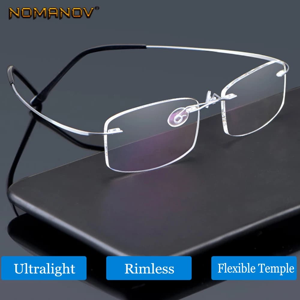 Nouveau B titane seulement 2G ultraléger élastique sans monture lunettes de lecture noir N argent ca