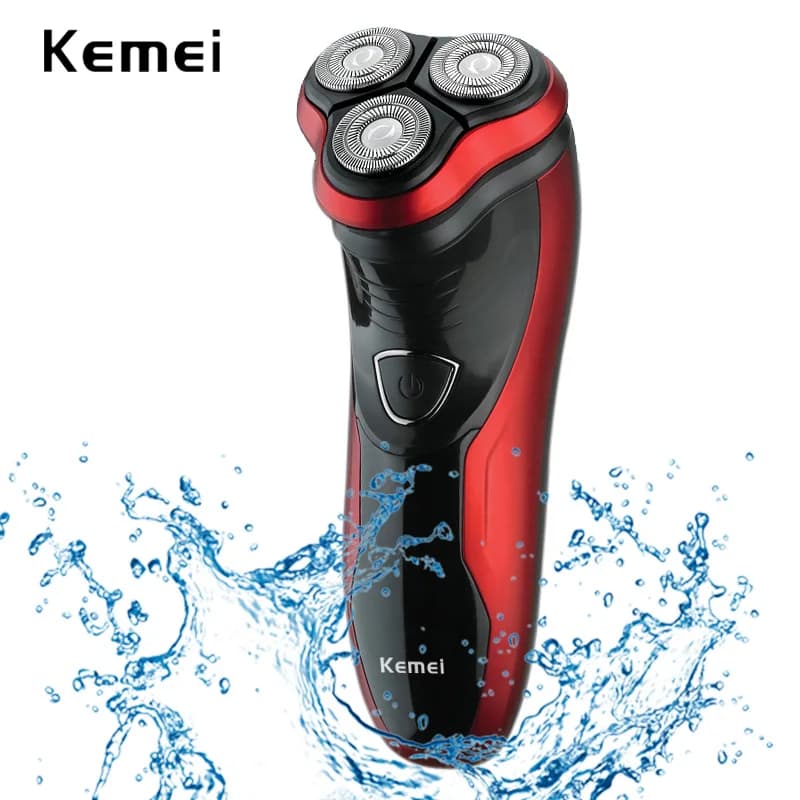 Kemei-Rasoir électrique pour hommes, soins du visage, rasoir à barbe lavable, machine à raser 3D, to