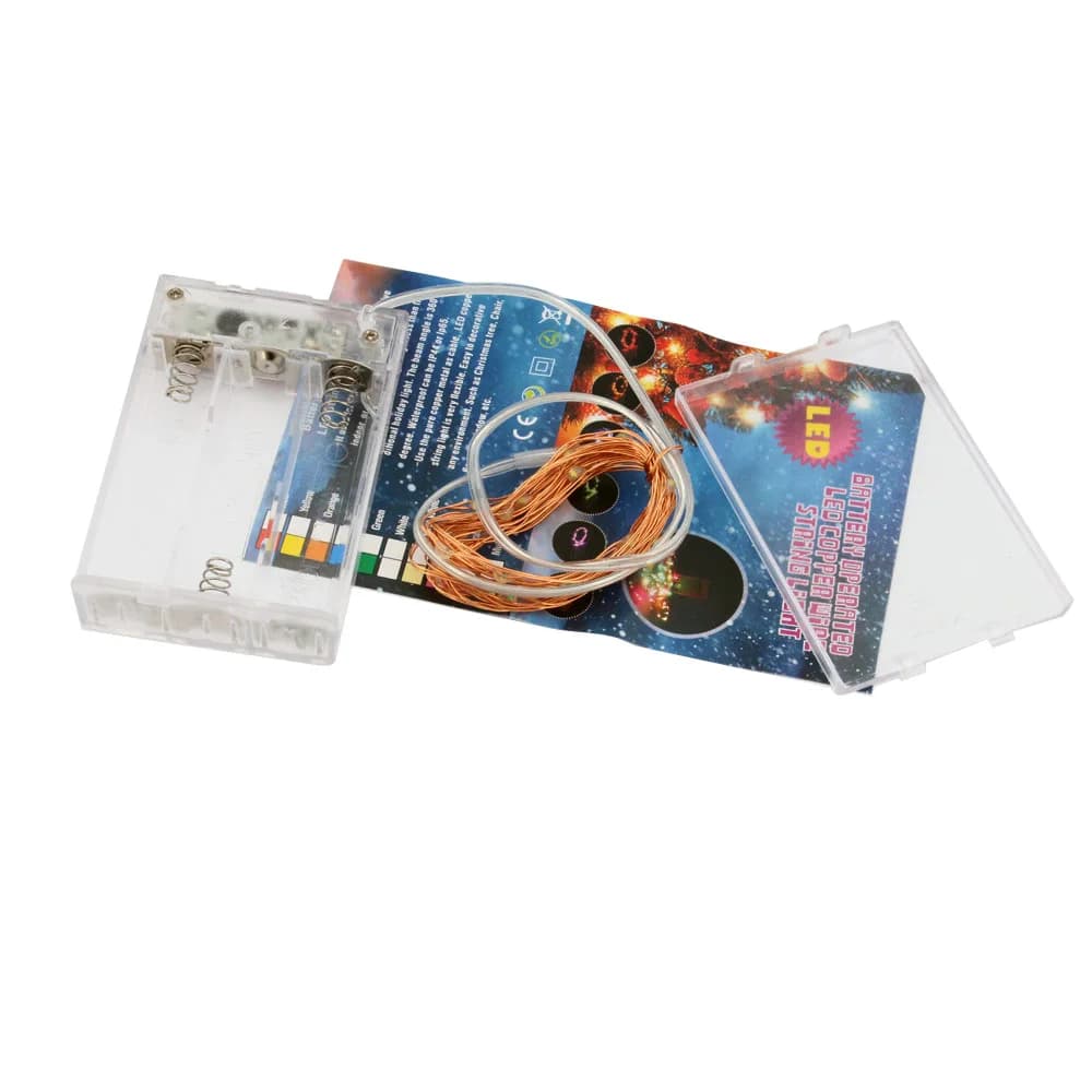 Guirlande lumineuse LED à piles, 2M, 20 ampoules, décorations de fête de Mariage de noël, minuterie,
