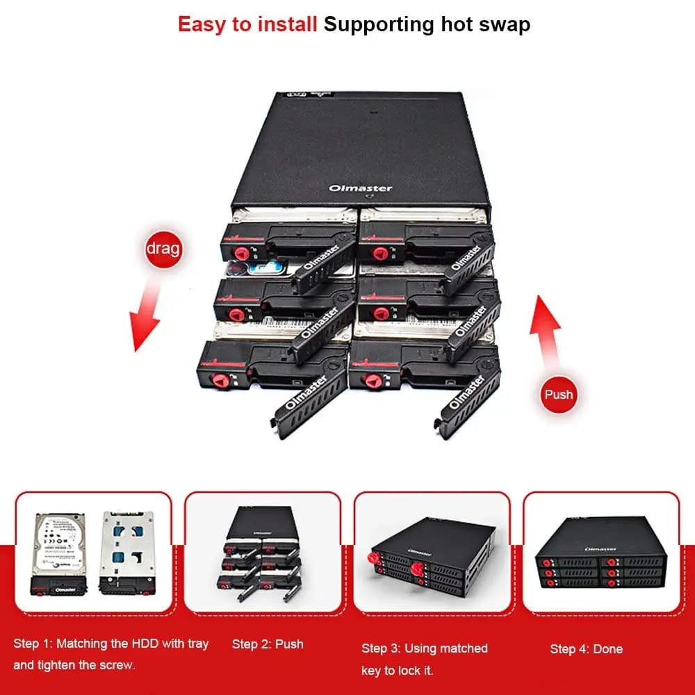 6 baies 4 baies 2.5 pouces SATA SSD HDD échange à chaud support/boîtier pour disque dur support de s
