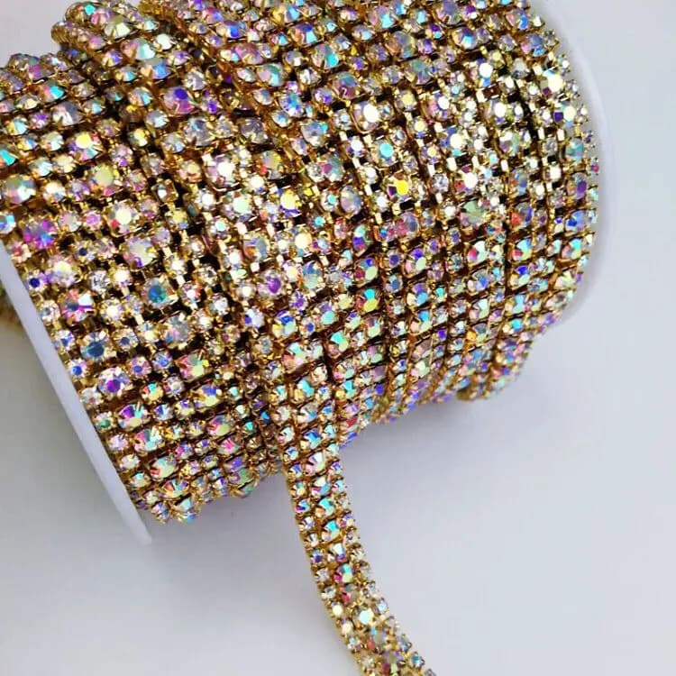 Offre spéciale, nouveauté Chaîne de Paillettes à Fond localité, 3 Rangées, 1Yard, Style de Couture, 