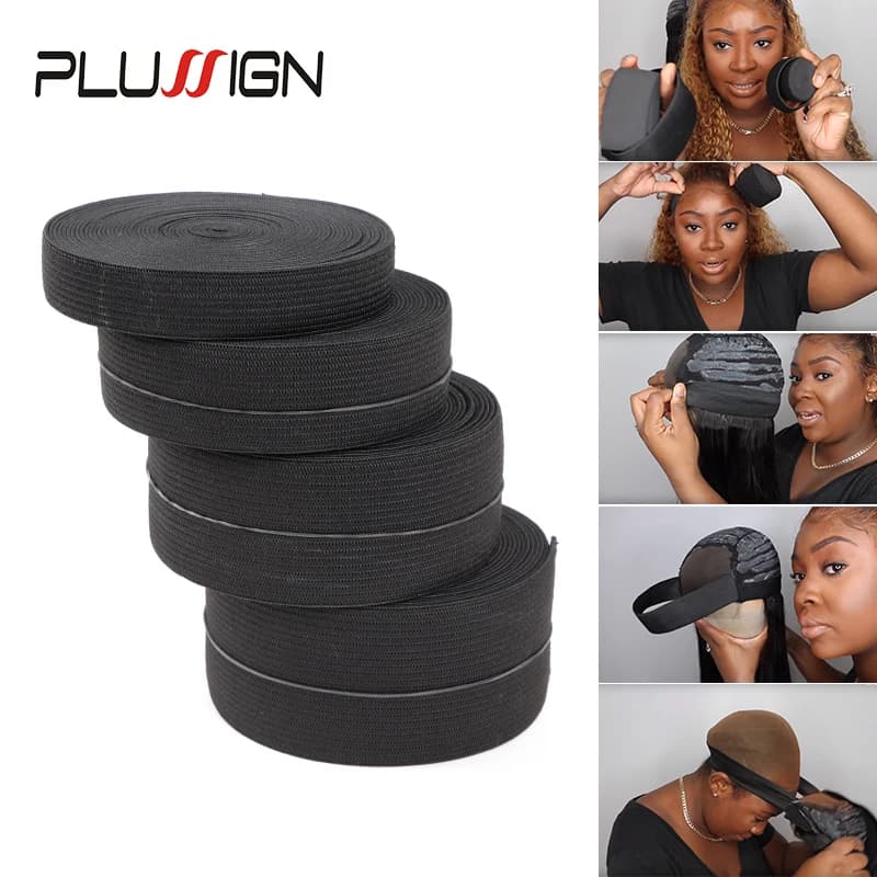 Bande élastique noire pour perruques, 5 mètres de largeur, 1.5-4cm, Spandex, garniture de ceinture, 