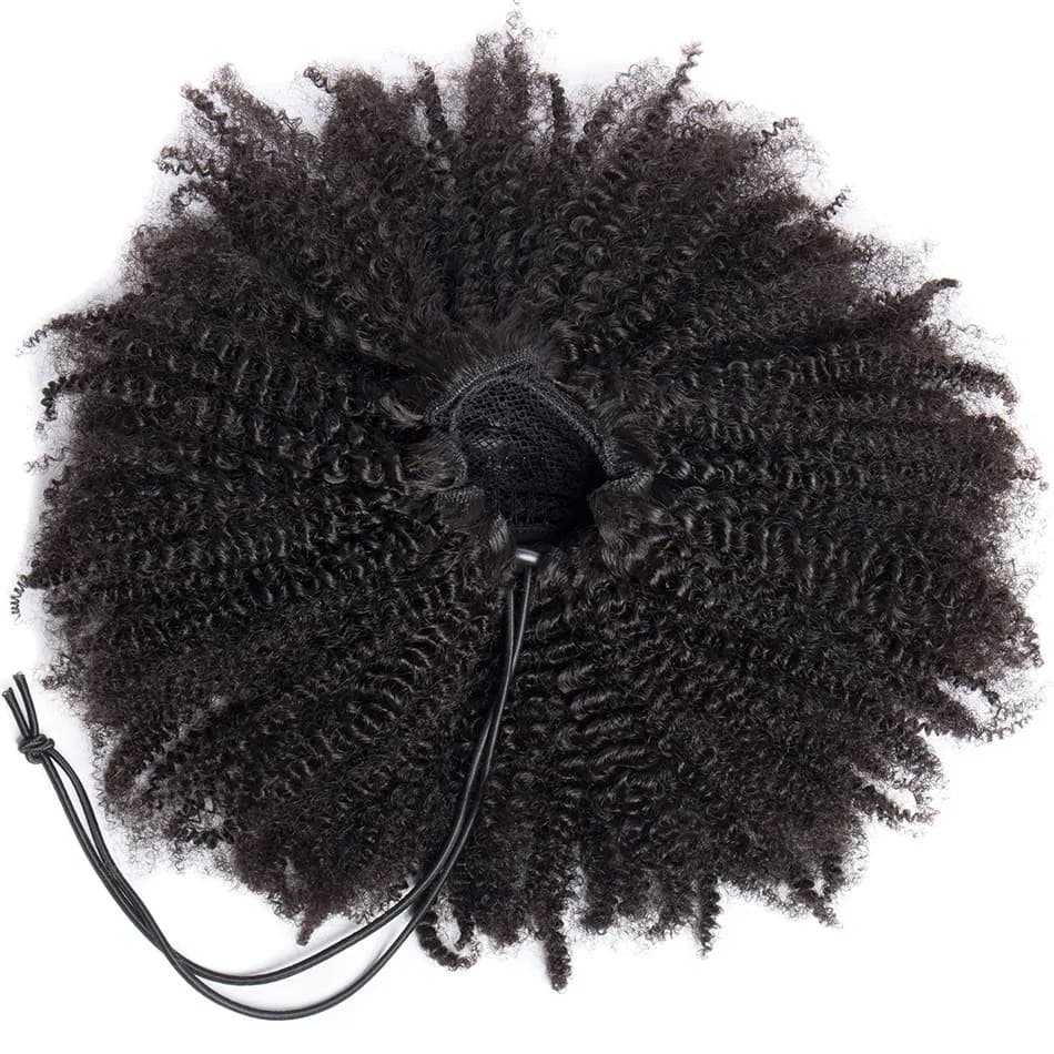Alibele-Extensions de Cheveux Humains Crépus Bouclés Afro, Queue de Cheval Longue à Clips, 10-28 Pou