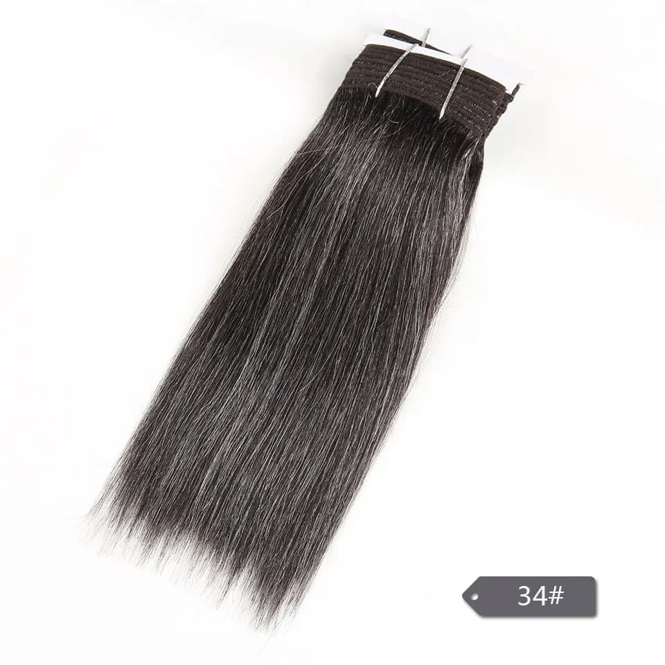 Cheveux élégants brésiliens Double tirage Remy cheveux humains armure courte Yaki droite # 44 # 34 #