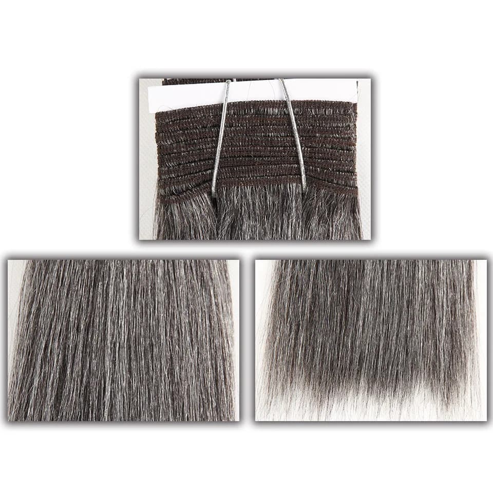Cheveux élégants brésiliens Double tirage Remy cheveux humains armure courte Yaki droite # 44 # 34 #