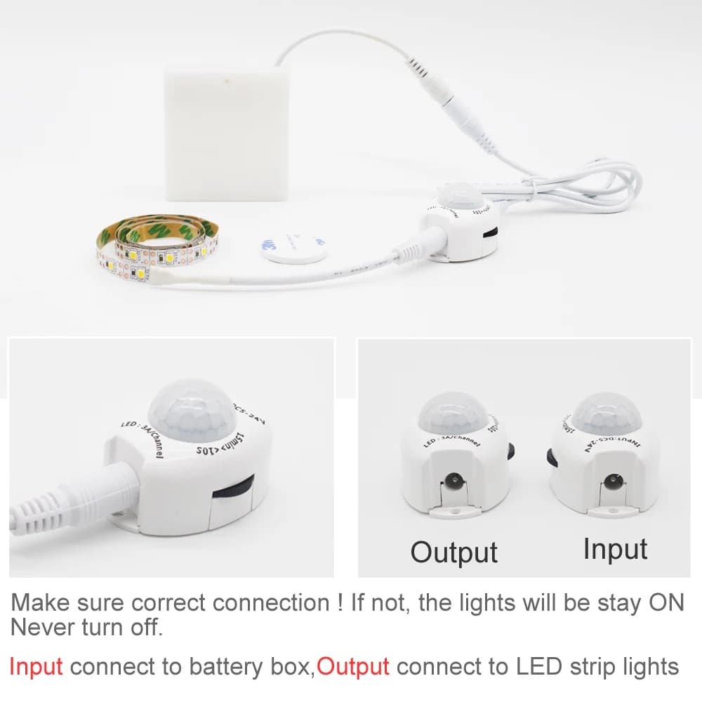 Capteur de mouvement de bande LED à batterie 2M 3M 4M 5M bande LED PIR 5V SMD 2835 éclairage de ruba