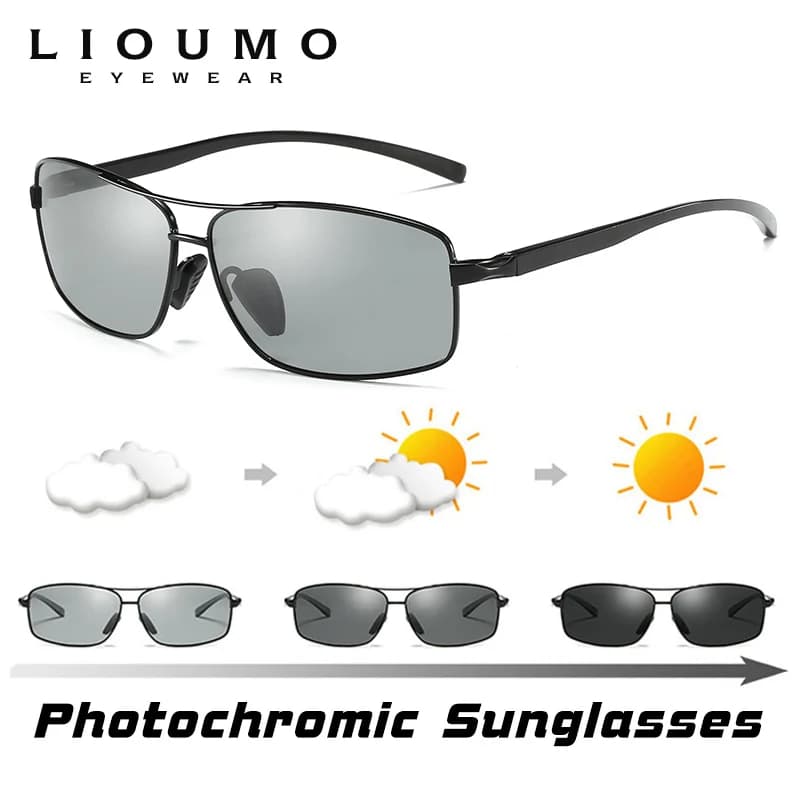 LIOUMO haut lunettes de soleil photochromiques hommes femmes lunettes caméléon polarisées lunettes d