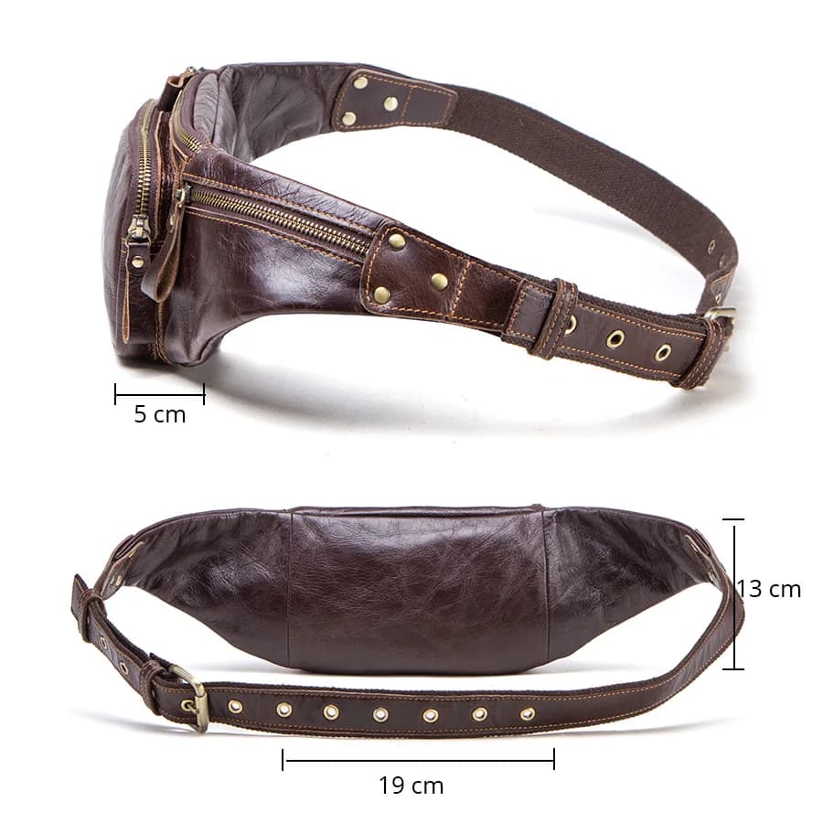 Sac banane en cuir de vachette CONTACT'S pour homme, nouveau sac de taille décontracté, petit sac ba