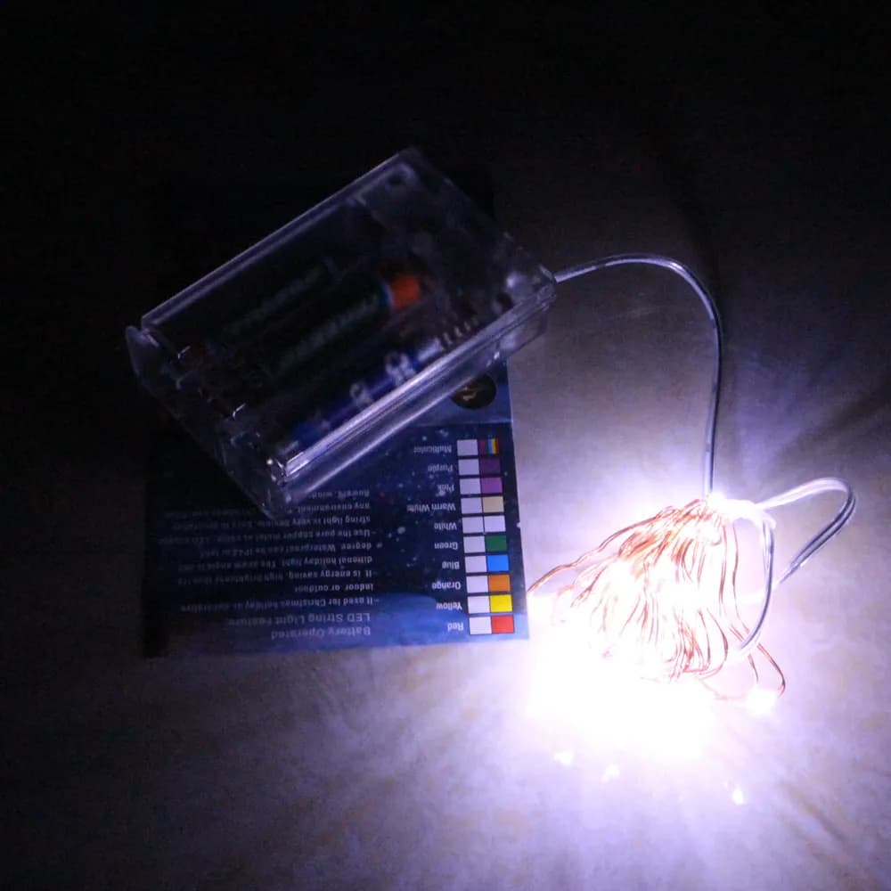Guirlande lumineuse LED à piles, 2M, 20 ampoules, décorations de fête de Mariage de noël, minuterie,