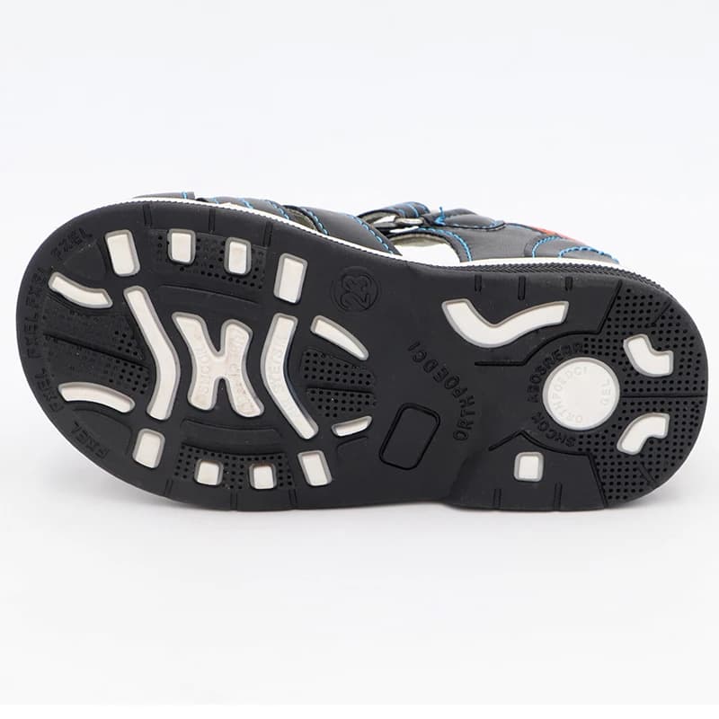 Sandales orthopédiques d'été pour garçons, motif aigle mignon, en cuir PU, chaussures plates à bout 