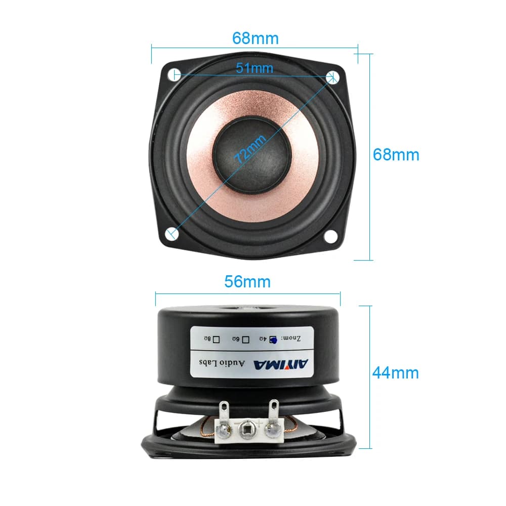 AIYIMA 2 pièces 2.5 pouces Audio gamme complète haut-parleur 4 8 Ohm HIFI Home cinéma 8-15W musique 