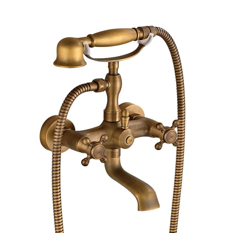 Robinet de baignoire-douche en laiton Antique, ensemble de douche de bain bronzé, bec de cascade piv