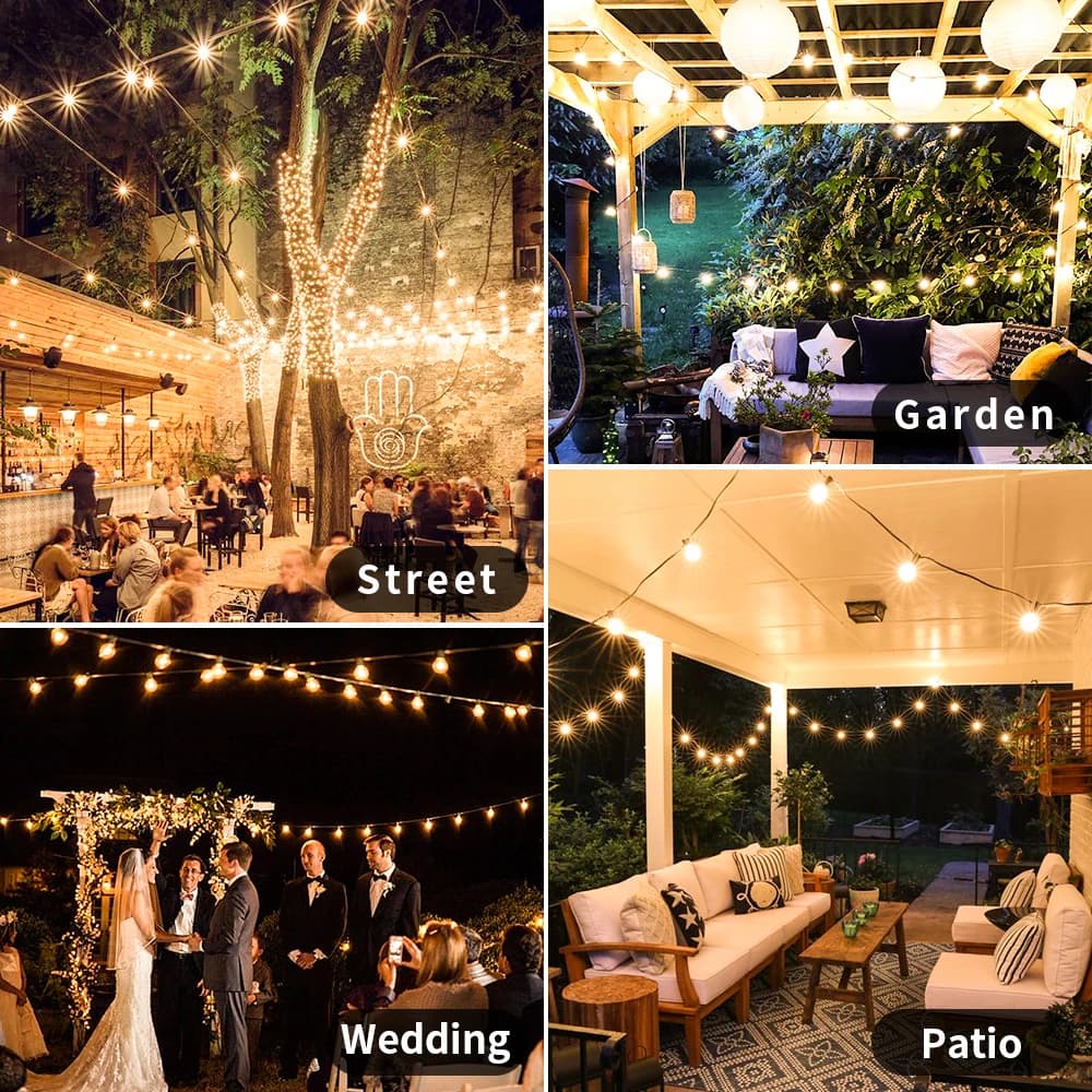 Guirlande lumineuse féerique LED 30M, pour fête d'anniversaire en plein air, G40, Patio, jardin, cha