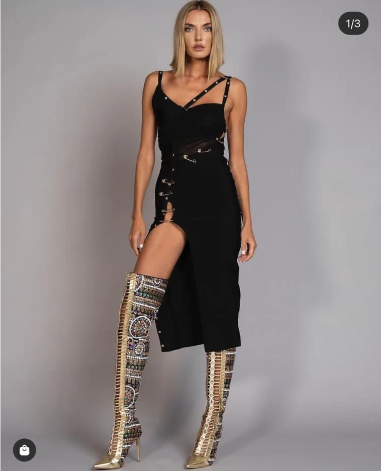 Robe longue noire à manches longues pour femmes, asymétrique épaule dénudée, fourchette ouverte, ray
