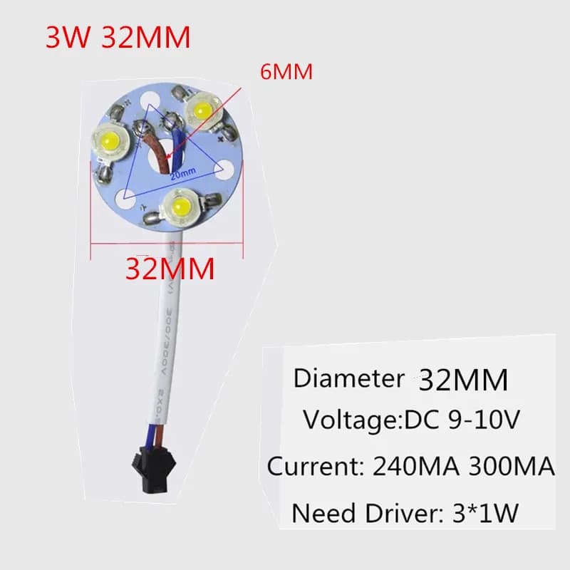 LED haute puissance lampe perles lumière PCB 35mli puce 3W 5W 7W 9W 12W 15W 18W 23mm 32mm 50mm 90mm 