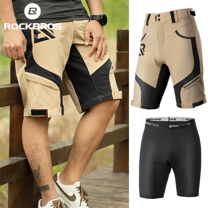 ROCKBROS – short de cyclisme pour homme, respirant, Double couche, séchage rapide, pour vtt, vélo de