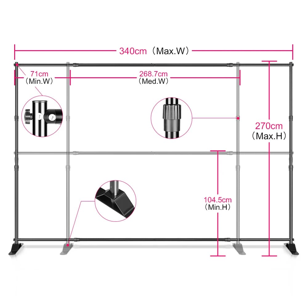 Support d'arrière-plan à Double barre transversale, système de Support d'arrière-plan pour photograp