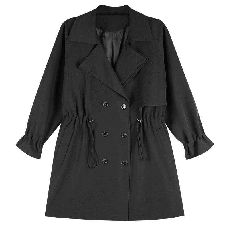 Manteau coupe-vent mi-long doublé pour femme, col trempé, mince, décontracté, sauvage, printemps, au