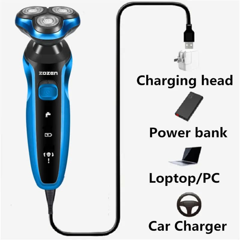 ZOZEN Rasoir électrique rechargeable, machine à raser, rasoir pour nettoyer la barbe, pour hommes, u
