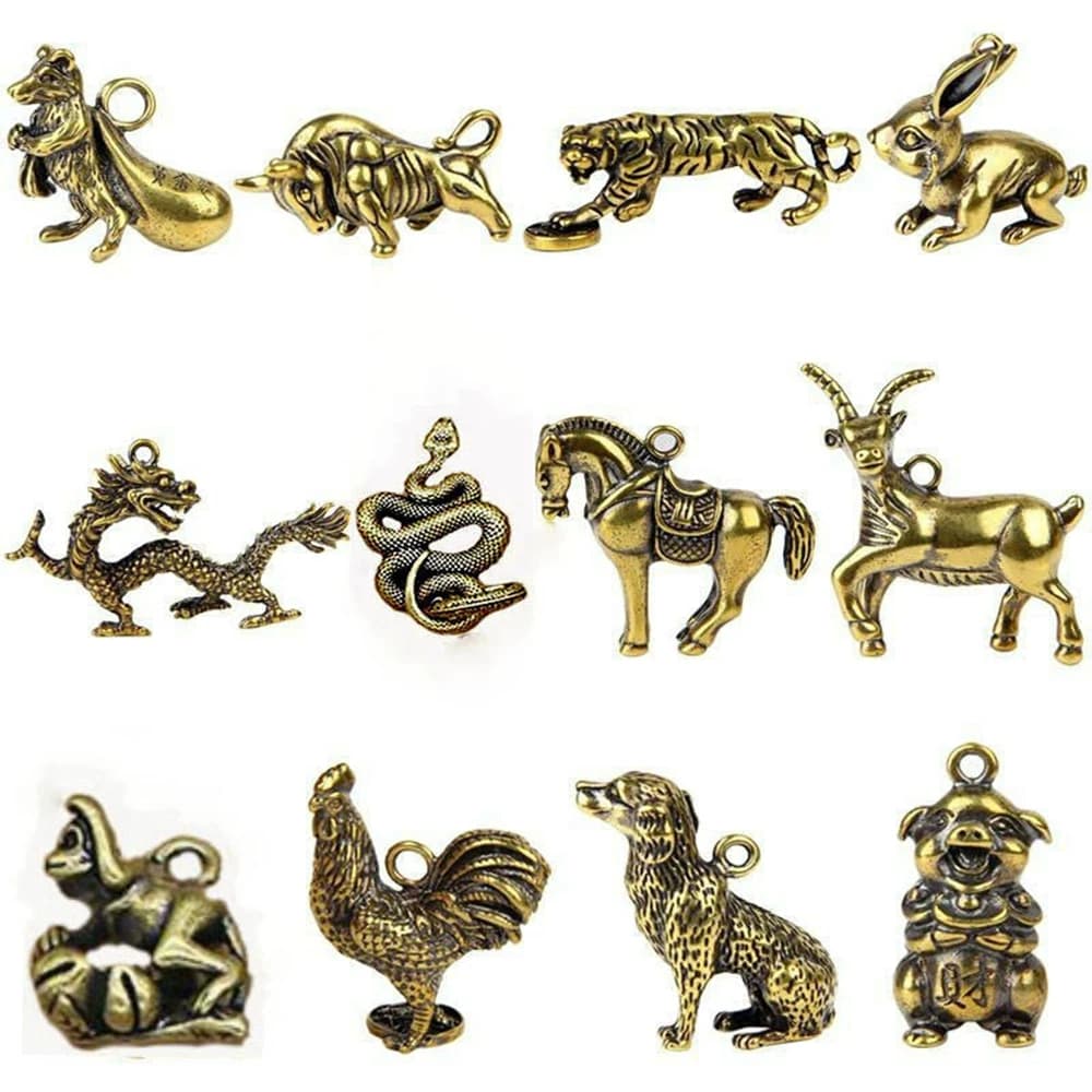 Statue d'animal en laiton jetable, ornement du zodiaque chinois, rat, bœuf, tigre, lapin, dragon, sa