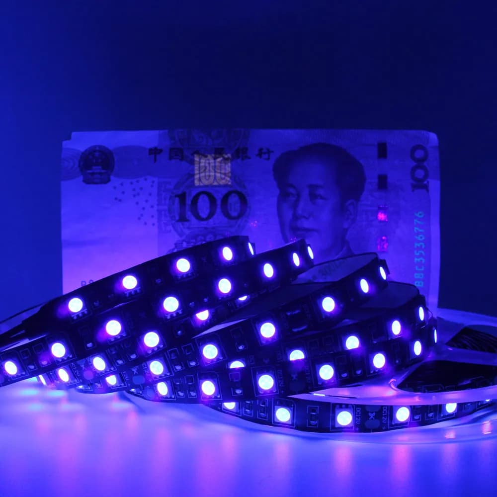 Bande LED UV PCB noire 12V SMD5050, bande lumineuse LED étanche 1M 2M 3M 4M 5M 395-405nm, bande LED 