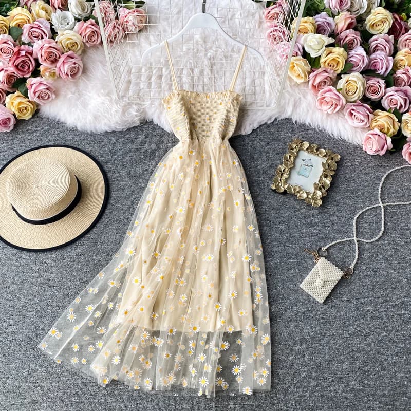 JMPRS-Robe de plage en maille florale pour femme, vintage, élégante, sexy, soirée, soirée, coréen, k