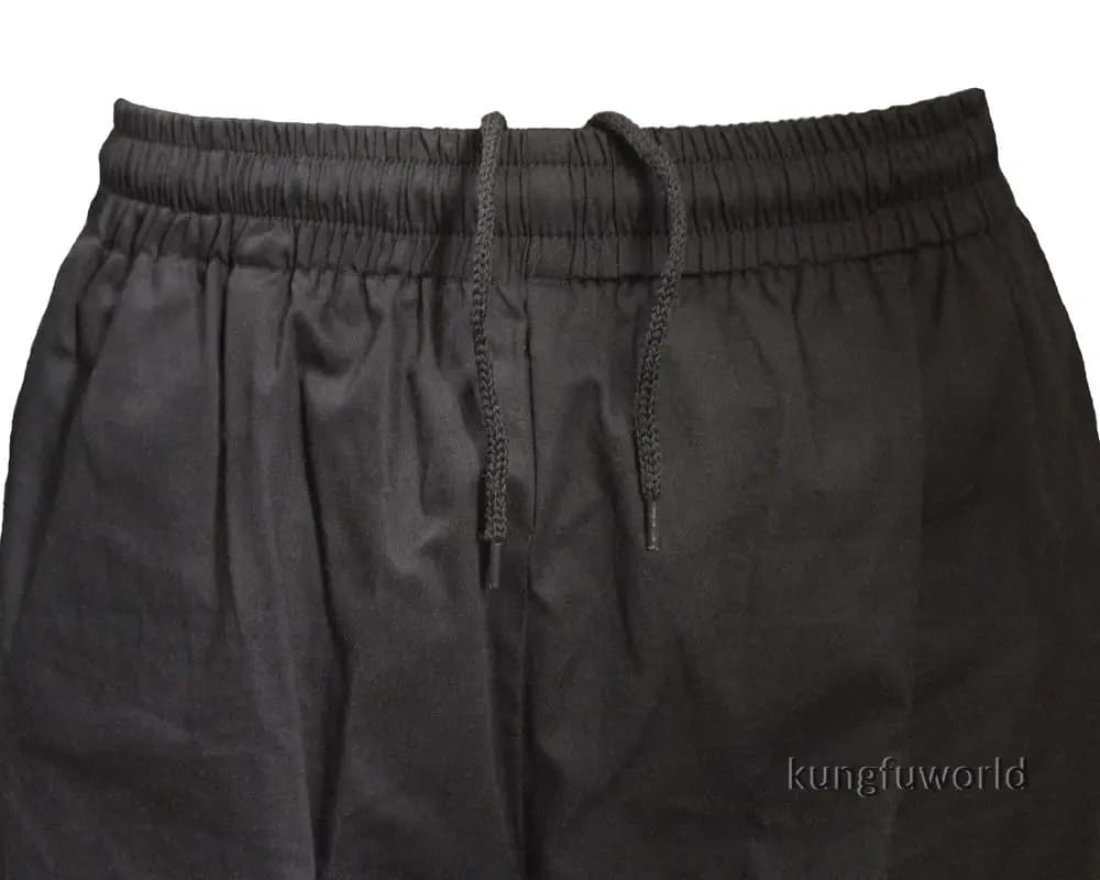 Pantalon en sergé de coton noir Chenjiagou pour Tai Chi, Kung Fu, Wushu, arts martiaux, Wing Chun, Q