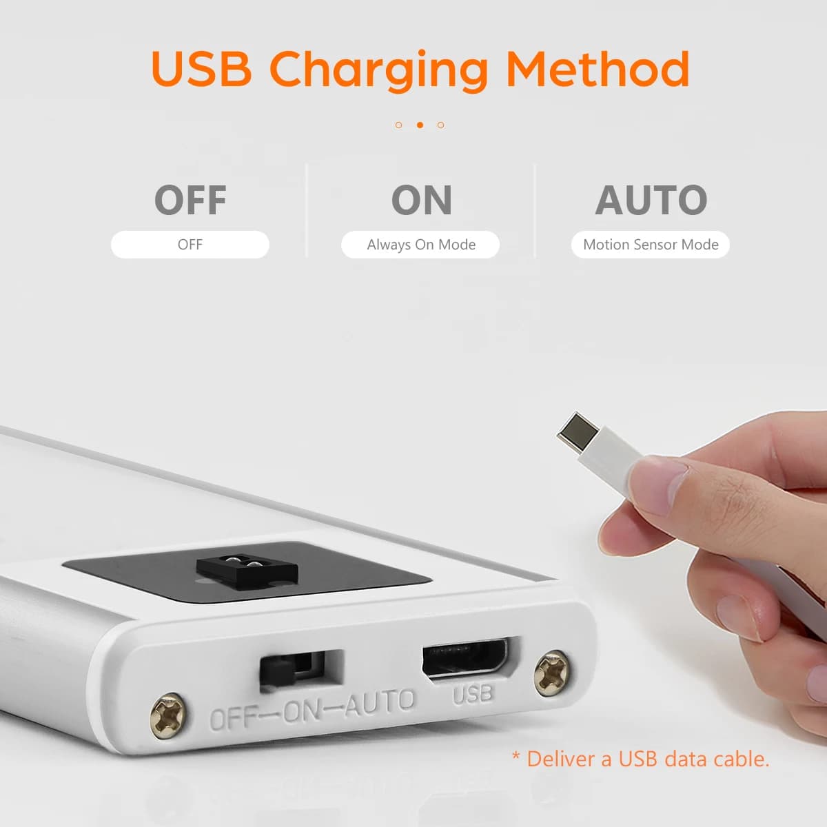 Lampe LED Ultra-mince USB pour armoire, balayage manuel/capteur de mouvement PIR, lampe de cuisine e