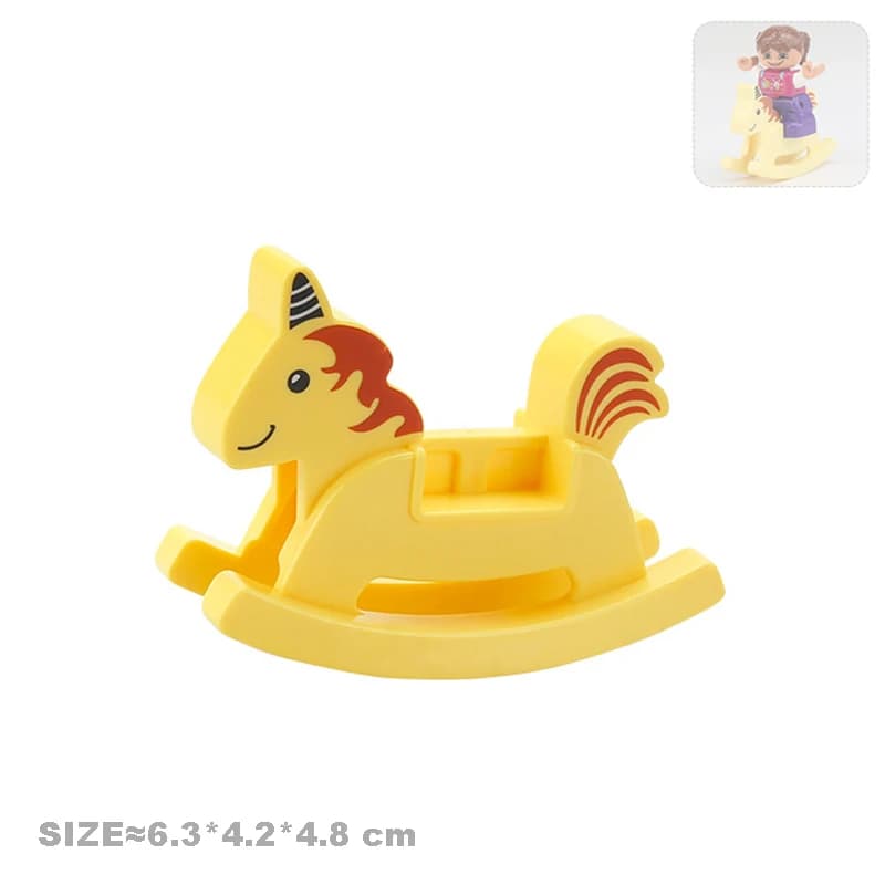 Grands blocs de construction, accessoires cheval à bascule, guitare, gâteau lithotripsie, chariot po