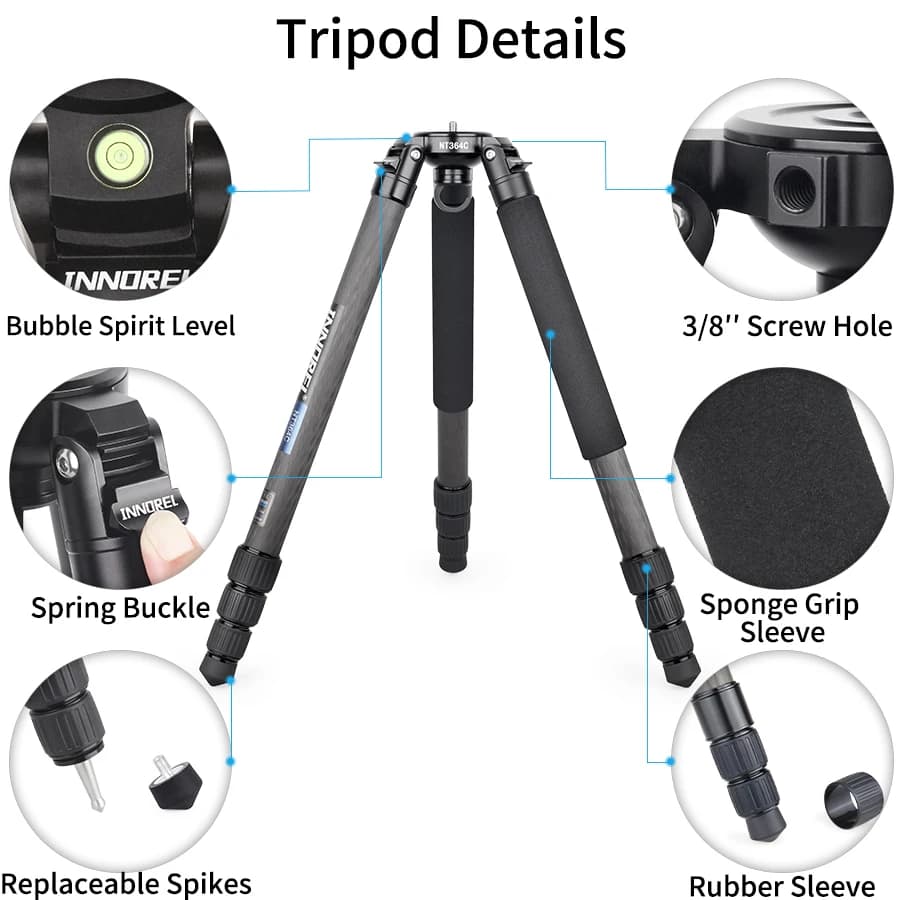 Trépied professionnel en Fiber de carbone NT364C, pour appareil photo DSLR, caméscope vidéo, robuste