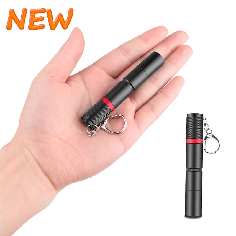 Mini lampe de poche portable à lumière LED, torche de poche, pince à stylo, porte-clés, piles AAA, 8