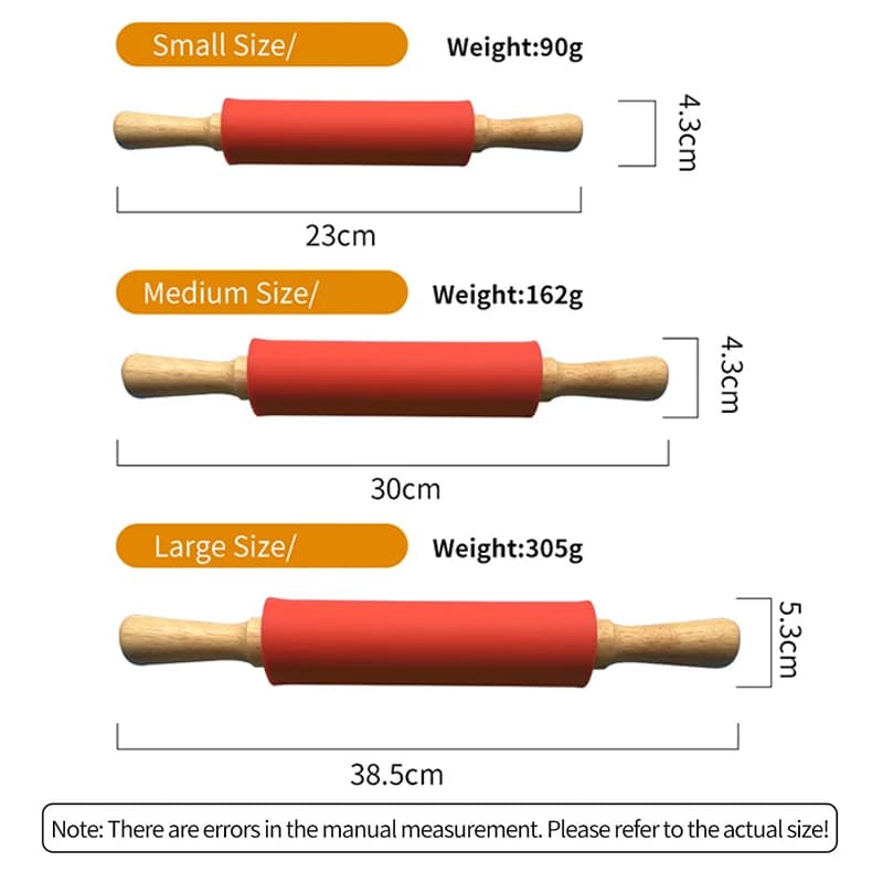 Rouleau à pâtisserie en Silicone antiadhésif, manche en bois, pâte à pâtisserie, rouleau à farine, o
