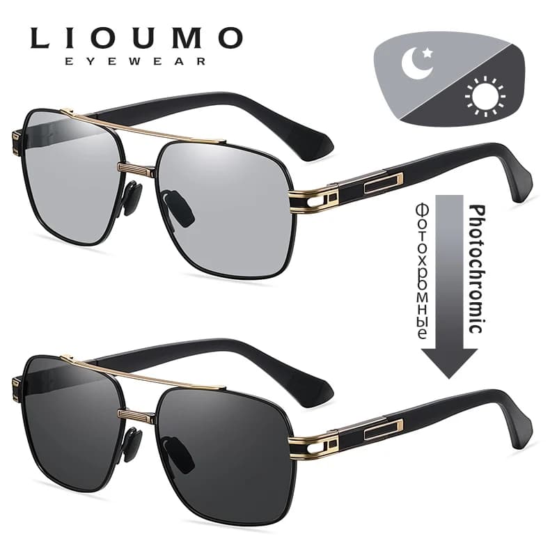 LIOUMO lunettes de soleil pour hommes de qualité supérieure lunettes de conduite photochromiques pol