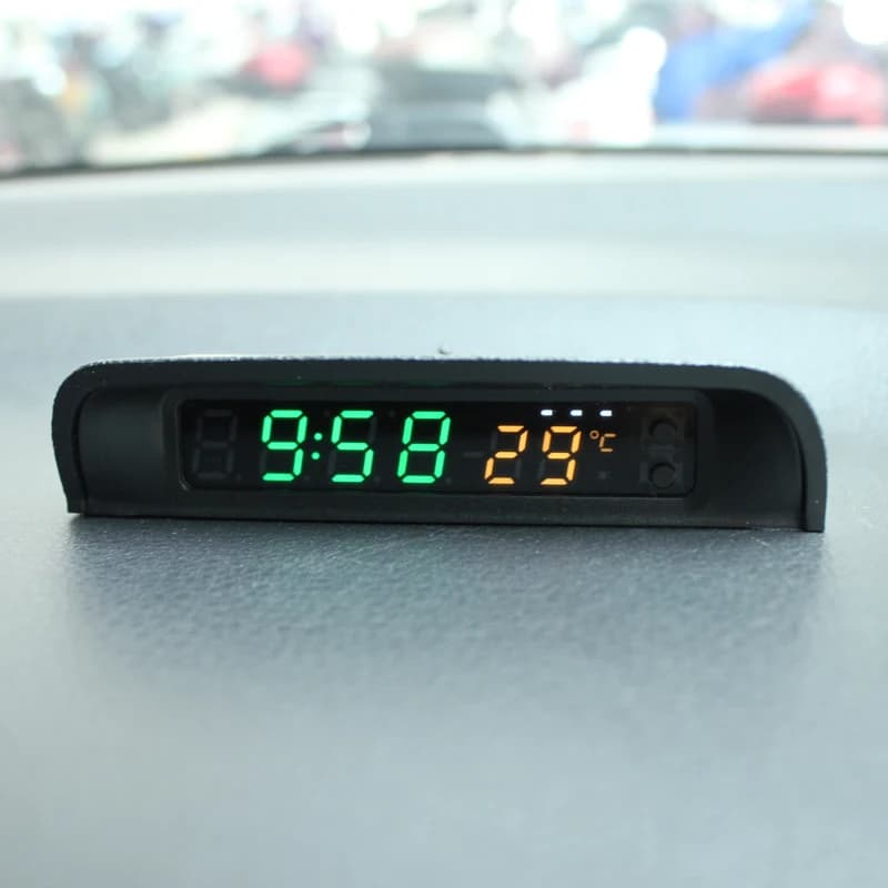 Horloge numérique de voiture solaire, thermomètre à double affichage couleur, interrupteur intellige
