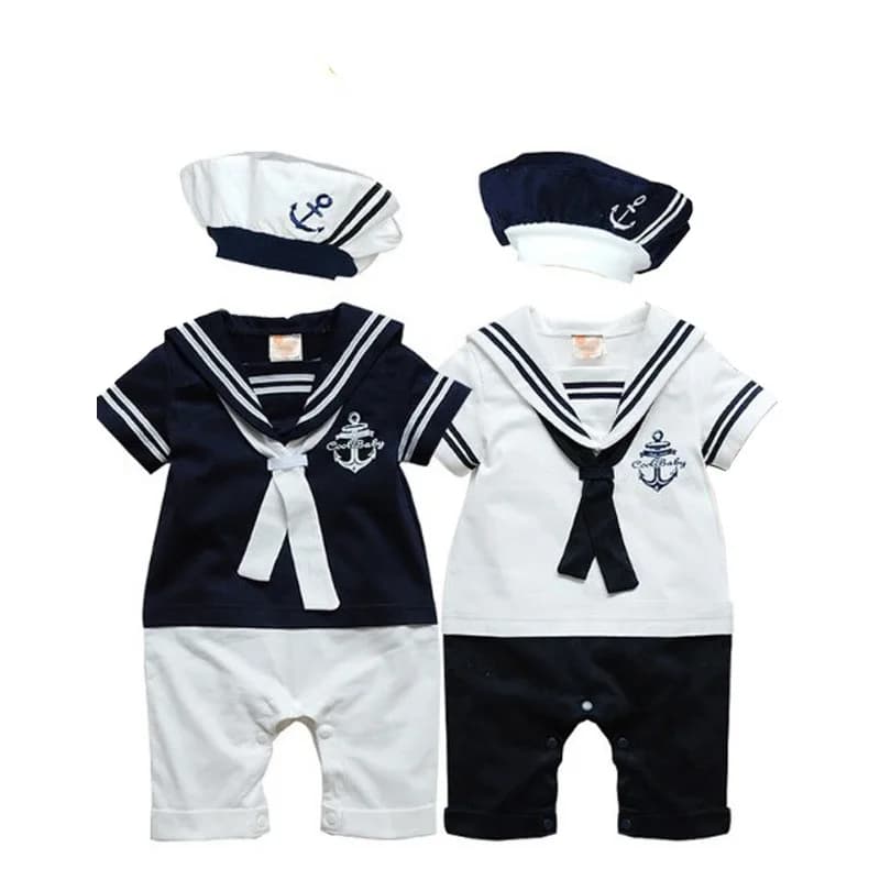 Vêtements d'été pour bébés garçons et filles, barboteuse marine, combinaison de marin pour nouveau-n