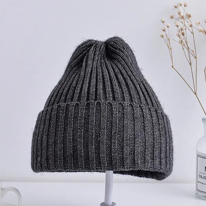 Bonnet tricoté côtelé pour bébés filles et garçons, casquette coupe-vent décontractée pour tout-peti