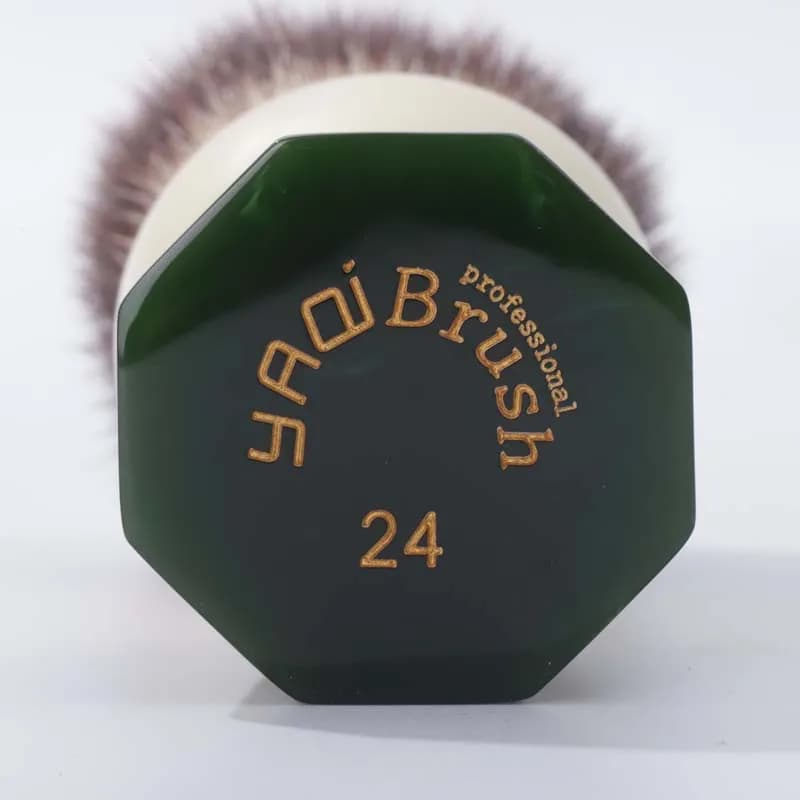YAQI – brosse de rasage pour hommes, cheveux synthétiques en obsidienne verte humide