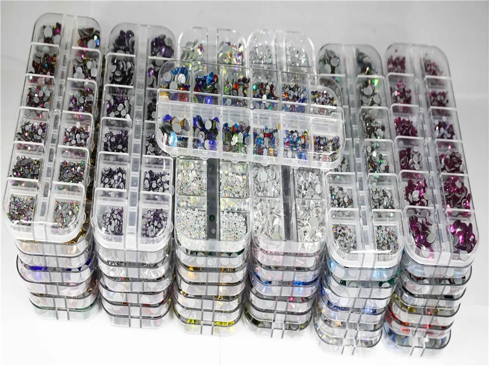 Ensemble de Strass correcteurs à chaud, 12 grilles, 1000 pièces, mélange de tailles, pierre à dos pl