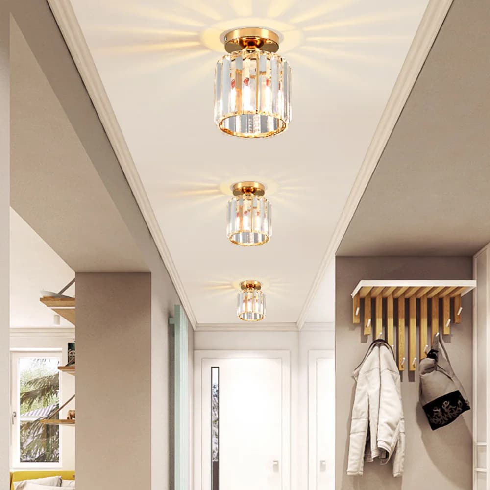 Plafonnier en cristal E27 LED au design moderne et créatif, luminaire décoratif de plafond, idéal po