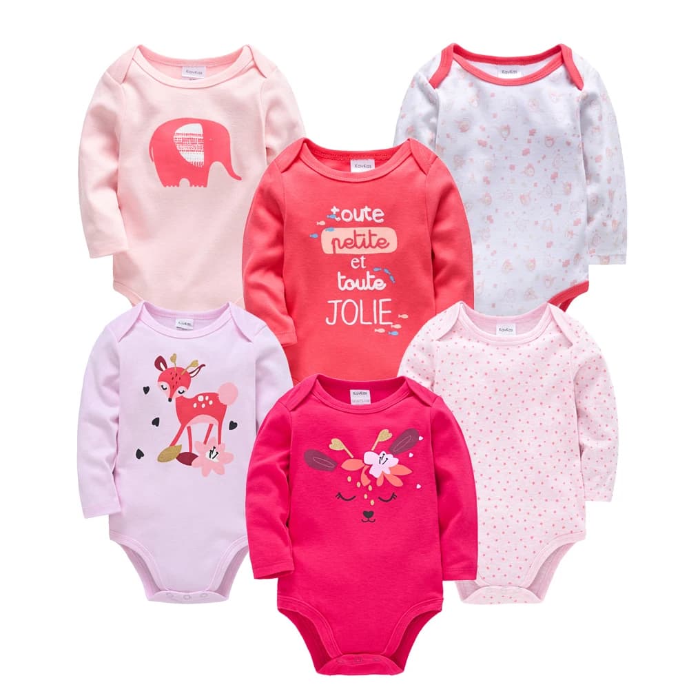 Kavkas bébé garçons filles Body 6 pièces 3 pièces à manches longues 100% coton bébé vêtements 0-12 m