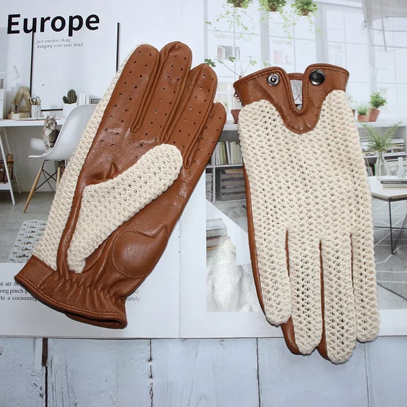 Gants de conduite antidérapants en cuir pour hommes, de haute qualité, pour écran tactile, tricotés 