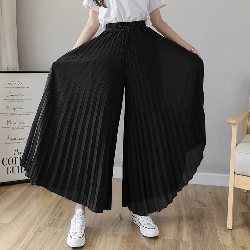 Pantalon large plissé en mousseline de soie pour femme, taille haute, neuf cents, Hakama, coréen, pl