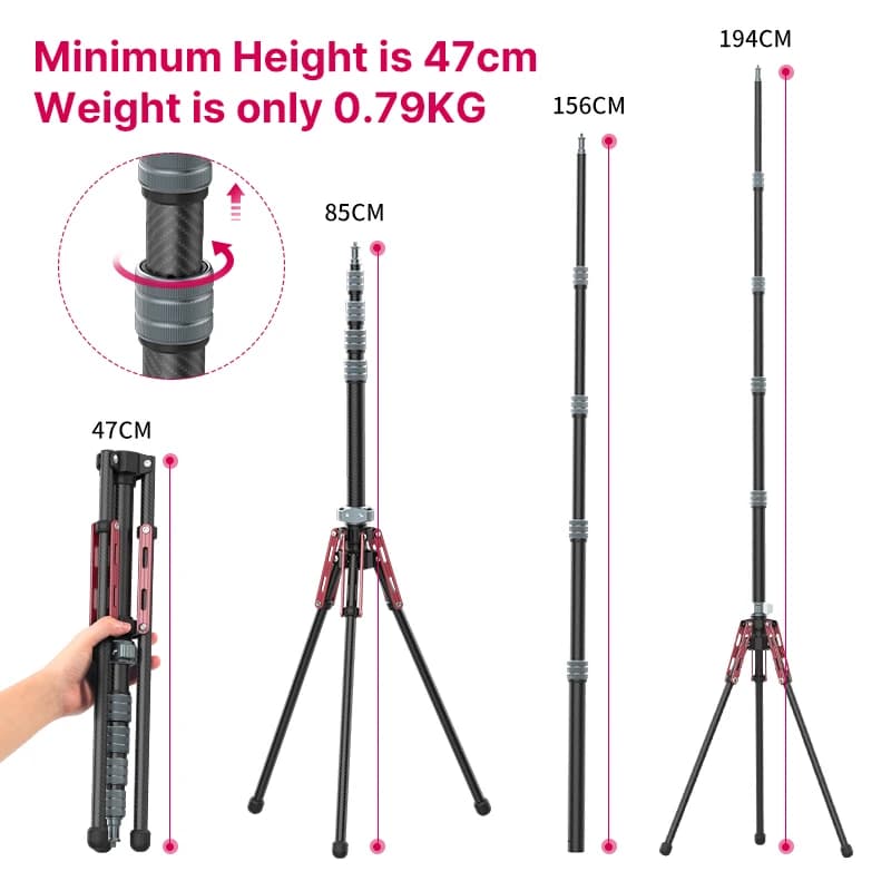 Ulanzi MT-49 Fibre De Carbone Trépied Monopode Avec Poignées Amovibles Invite astronomique ket Balan